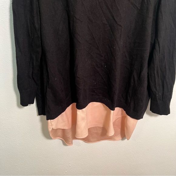 Ann Taylor Sweater Blouse Black Light Pink M - Picture 5 of 10
